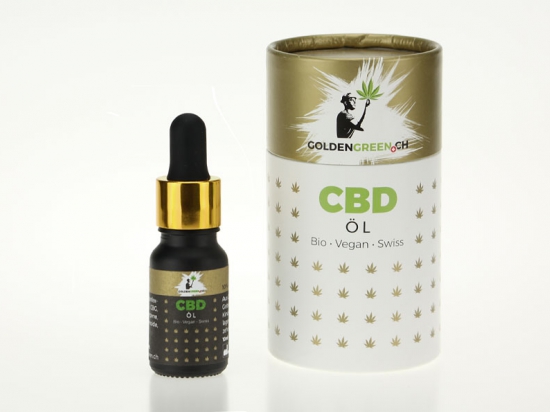 GOLDENGREEN | Huile de CBD / Huile de chanvre MCT 5%, 10ml boîtes ronde