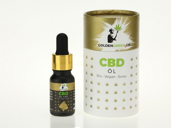 GOLDENGREEN | Huile de CBD / Huile de chanvre MCT pour chats CAT, 10 ml en boîte ronde