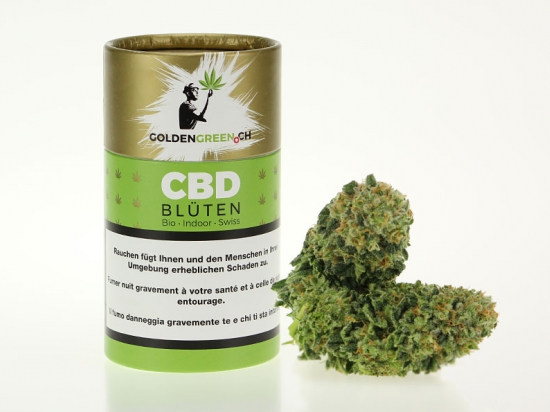 GOLDENGREEN | 585 Gold CBD Cannabis Buds / Blüte 3.5g in Runddose